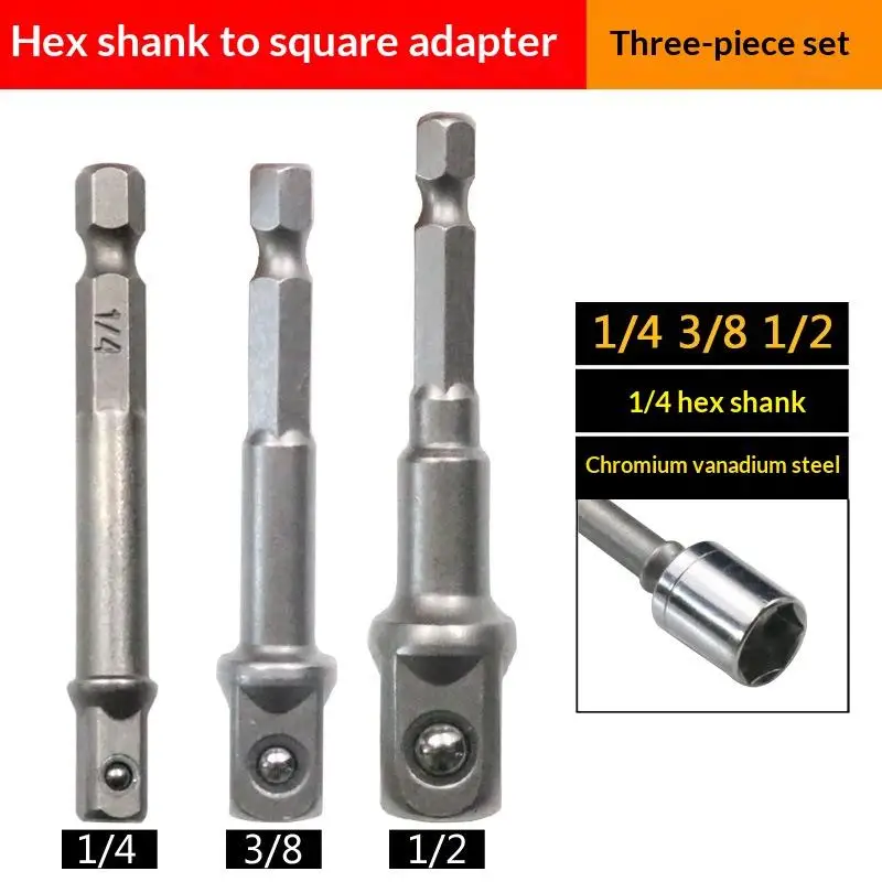 Conjunto de Adaptadores de Soquete de Aço Cromo Vanádio para Ferramentas Elétricas (1/3 Peças) - Adaptador EX Shank para Pontas de Broca de Extensão d