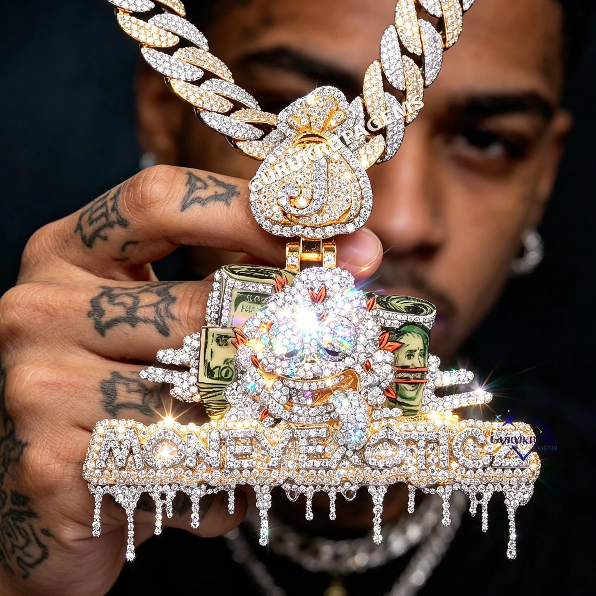 LYEE CYEE New Exquisite Jewelry Letter Heart Necklace Ice Crystal Hip Hop Pendant Necklace GRA Certified Men's Luxury Christian Party Jewelry Men's and Women's Wear Best Gifts for Festivals/Birthdays/Banquets