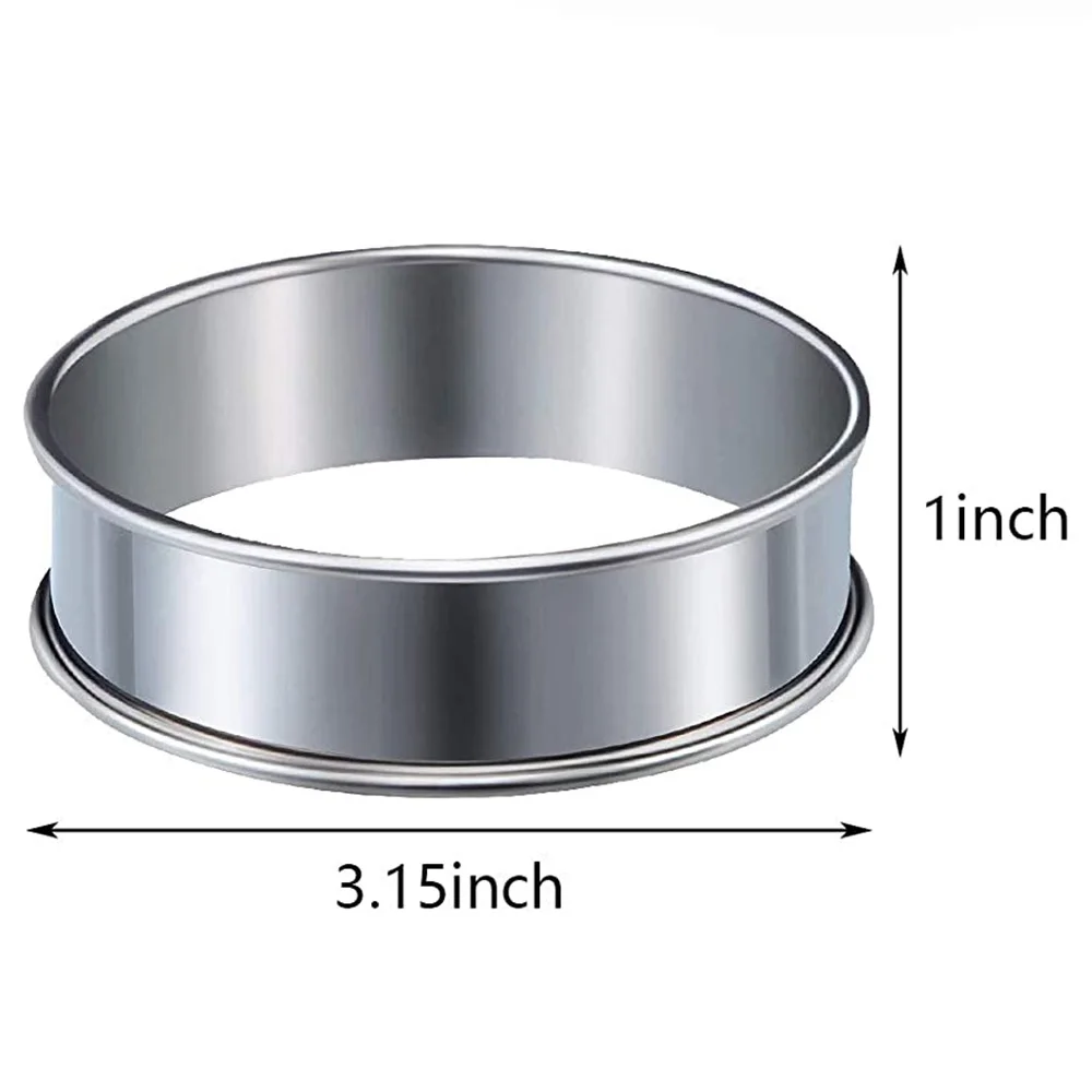 Premium-6 Pieces English Muffins Rings, Muffin Tart Rings Double Rolled Tart Ring Stainless Steel Crumpet Rings Molds Cake Mold