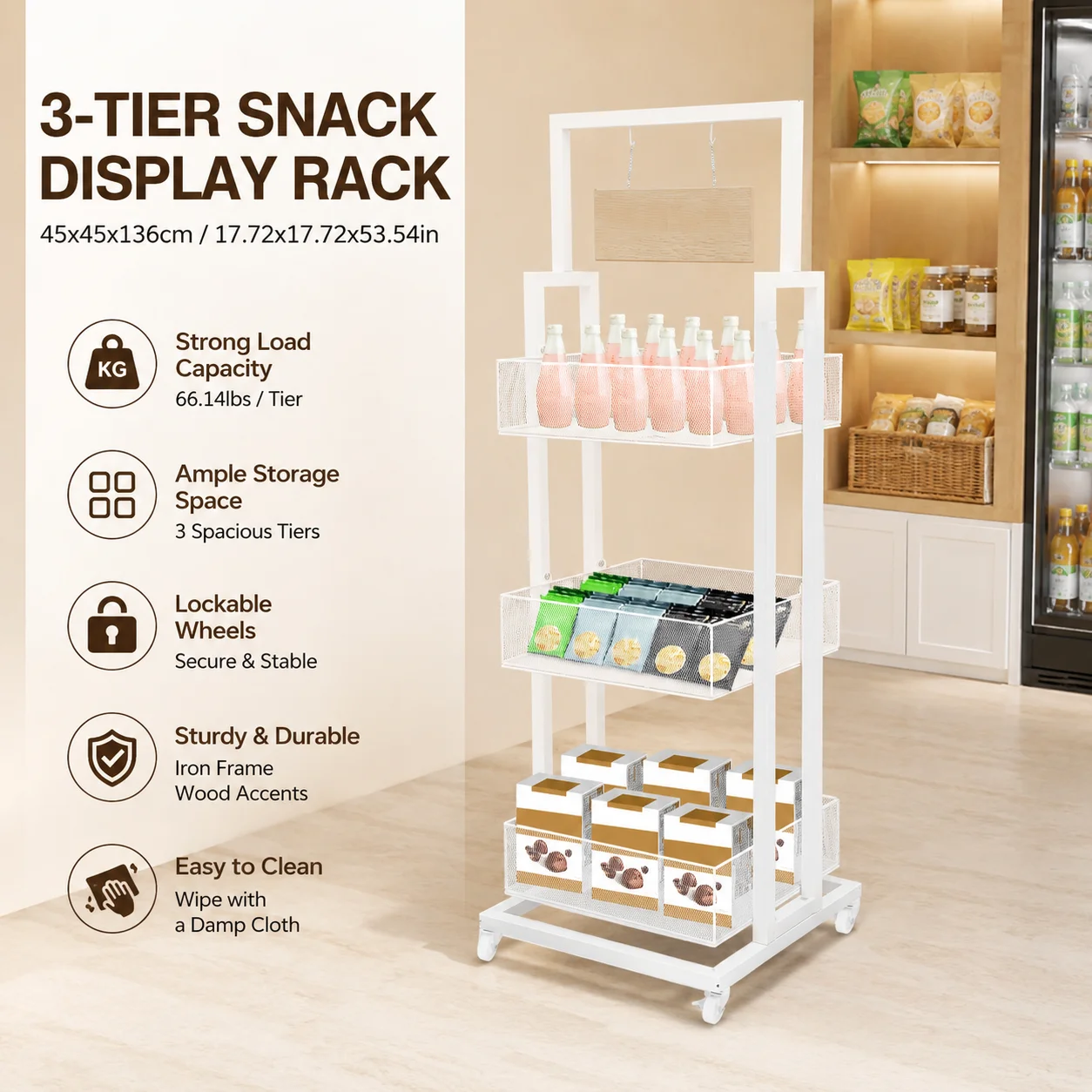 White 3-Tier Retail Display St - Home Office Bookshelves ulasan dan harga