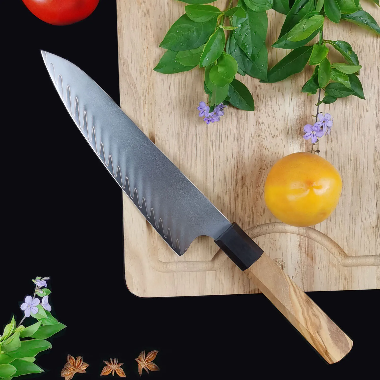 Imagem -04 - Sharp Wood Handle Chef Faca com Punho de Madeira Cutelo Fatiar Legumes Carne Utensílios de Cozinha Camadas Lâmina de Aço Folheada 10cr15mov