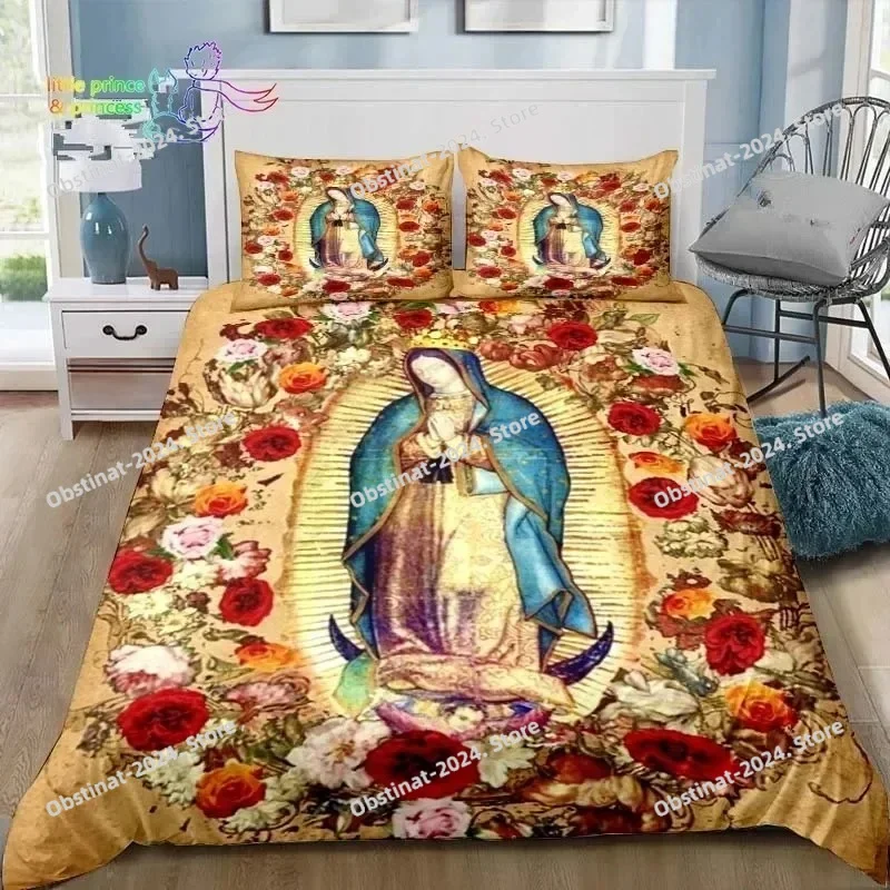 

Virgin Mary Godress Blessing Bedding Set Single Twin Full Queen King Size Bed Set Adult Kid Bedroom Print Bedding Gift