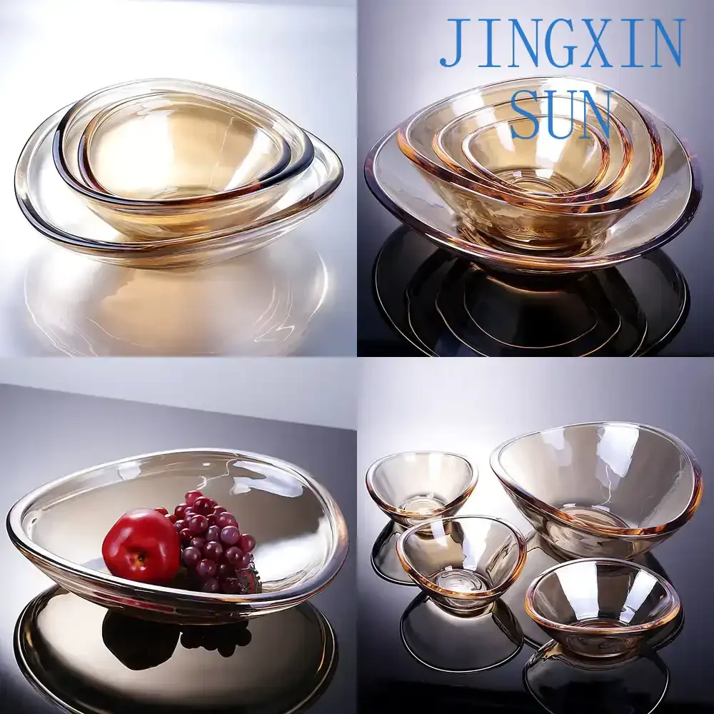 Light Luxury Crystal Glass Fruit Plate Set for Modern Home Decor Living Room Coffee Table Minimalist Art Serving Tray for