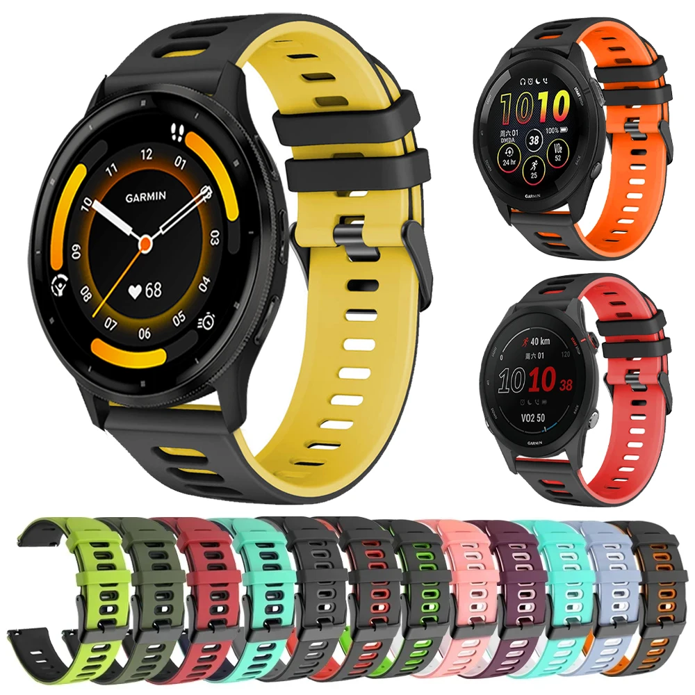 20 22mm Watch Band for Garmin Forerunner 265 255 165 745 245 158/Venu 3 2 Plus/SQ/Vivoactive 5 4 Strap Silicone Bracelet Correa