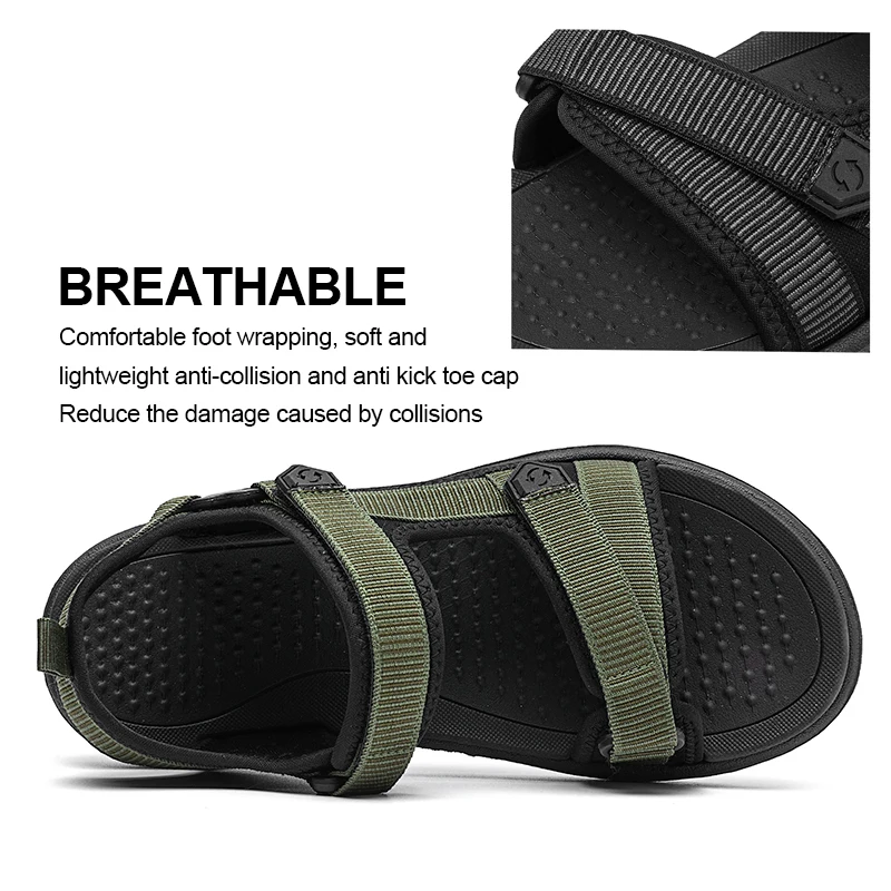 Bequeme Herren-Sandalen, Sommer, leicht, lässig, Outdoor, Strand, Urlaub, Hausschuhe, modische, atmungsaktive Schuhe, Größe 40–45 – Detail 1