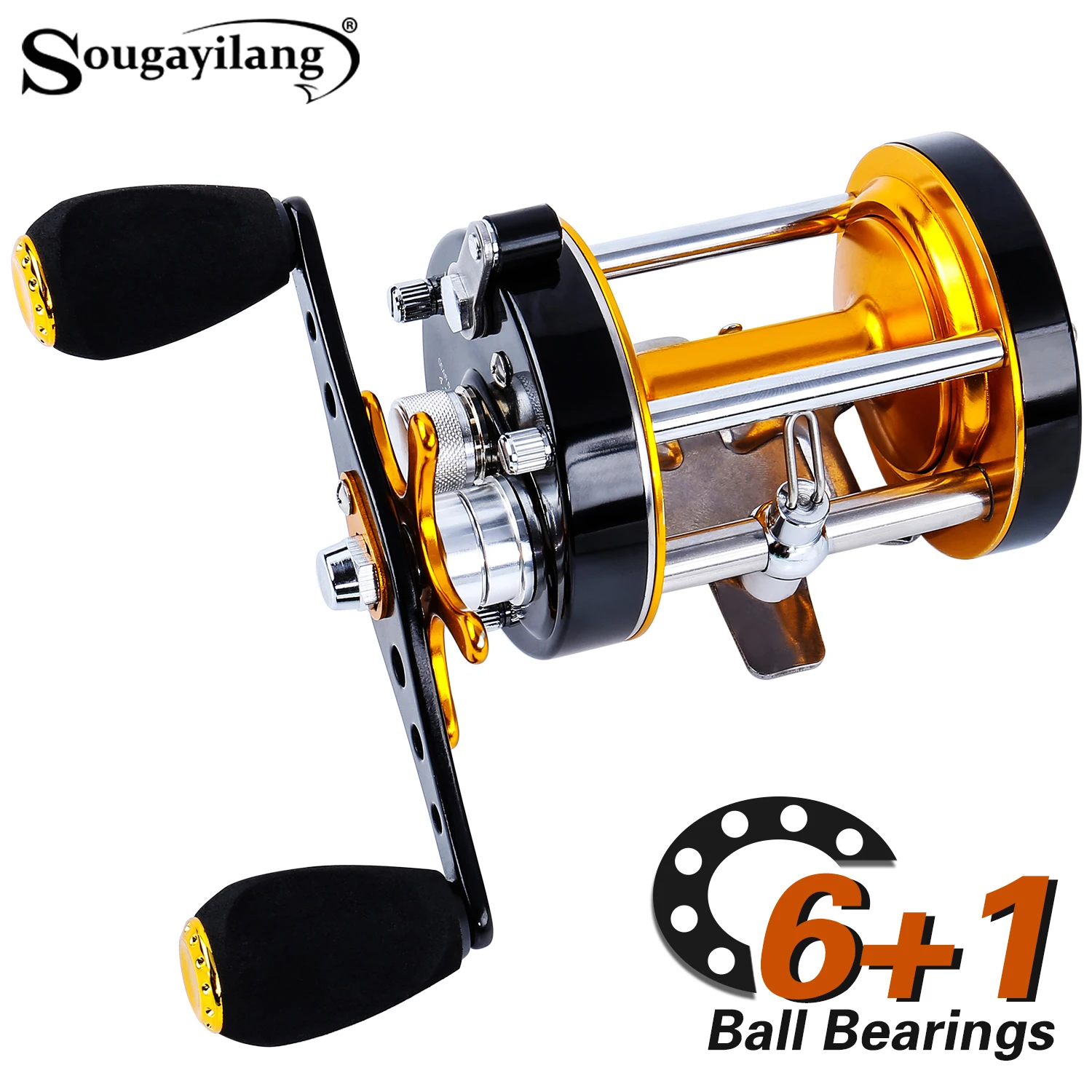 Sougayilang moulinet de pêche bobine en alliage d'aluminium 6 + 1BB truite et bar appât pêche roue rotative adapté aux pêcheurs professionnels
