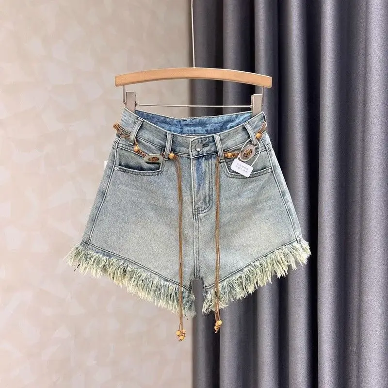 Baggy Female Short Jeans Pants Fringe Loose High Waist New in Y2k Harajuku Women's Denim Shorts Casual Elasticty Flowy Low Price