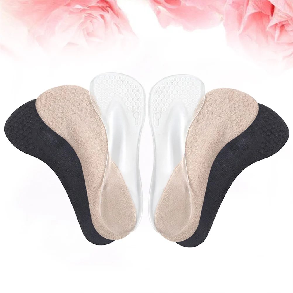 

3 Pairs Arch Support Insoles Absorption Shoe-pad Sweat Absorbent Shoe Cushions Anti-slip Insoles for Women Wearing Black