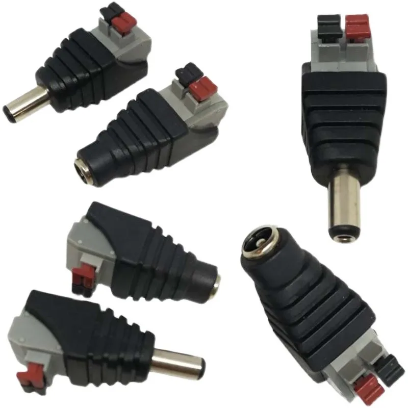 2.1 X 5.5MM Male+Female Push Button DC Connector DC Power Jack Plug Adapter Connector Press for CCTV Camera LED Strip