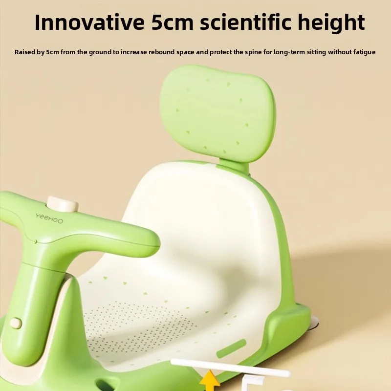 مقعد حمام للأطفال للأطفال من عمر 6 أشهر فما فوق، كرسي حمام ثابت للأطفال الصغار مع رذاذ ماء من النوع المضغوط، مقعد أطفال قابل للتعديل لأكواب الشفط #4