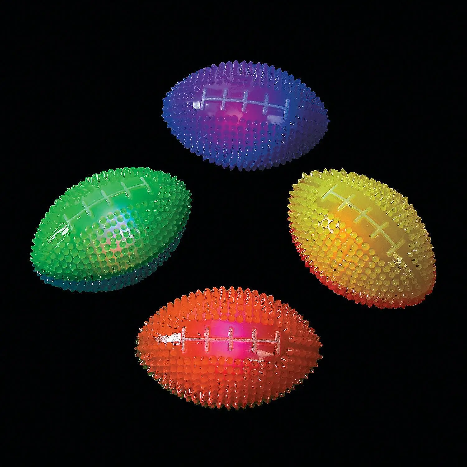 Light Up Mini Footballs Bulk Set of 12, Glow in Dark Rubber Football for Kids 6-12, Outdoor Game Sports Party Favors VBS