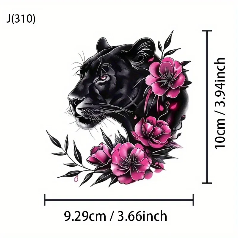 Pink Flower Panther Vinyl Decal 1PC, Artistic Waterproof Sticker for Car, Motorcycle, Laptop, Helmet & Multi-Surface Decor