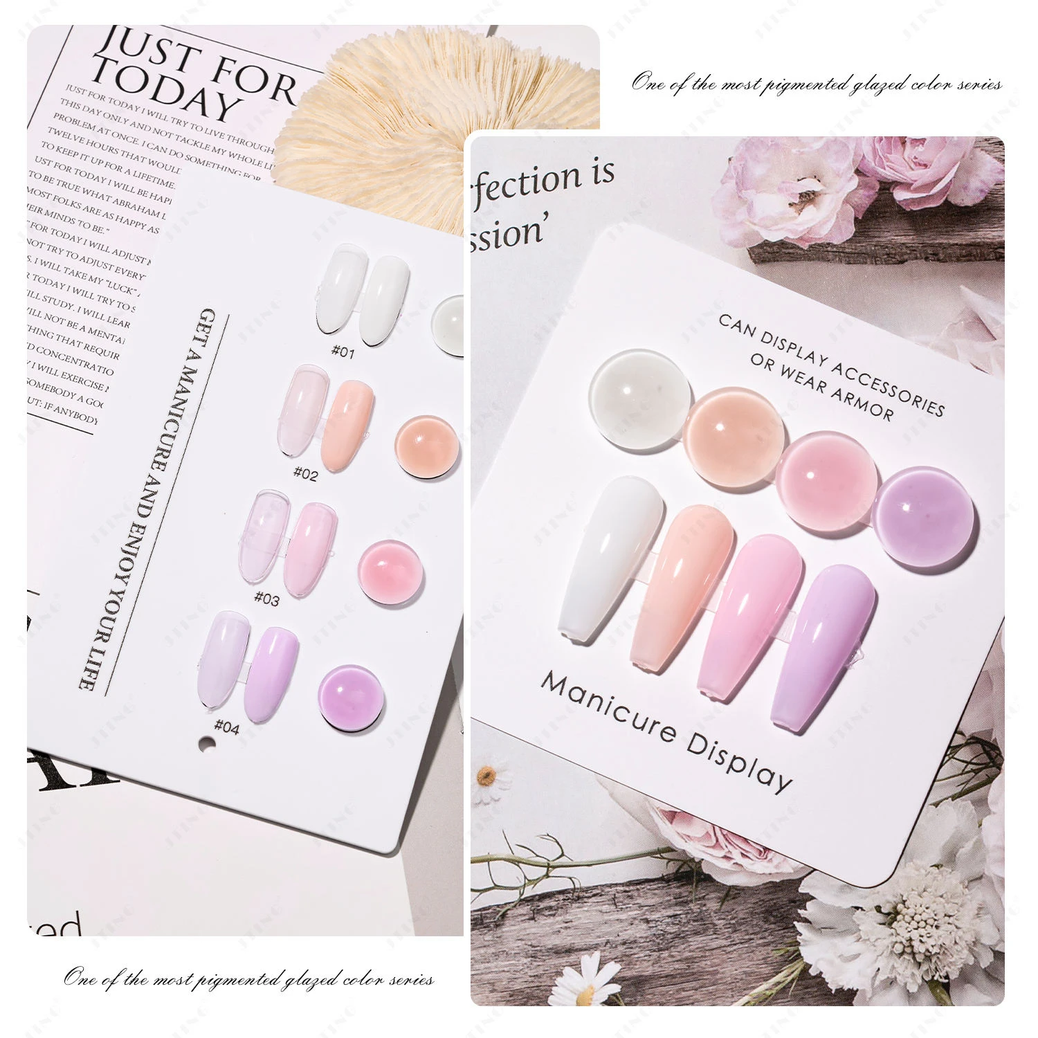 JTING 1 قطعة 15 مللي الاتجاه الجديد 4 ألوان عارية الوردي معطف فوقي زجاجة فريدة من نوعها الصباغ جيل للأظافر البولندية #6