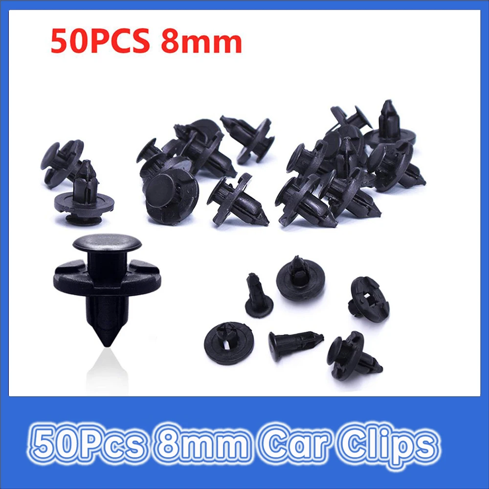 

50pcs 8mm Auto Fasteners Car Clips Plastic Clips Black Rivet Retainer for Mitsubishi Honda Nissan Livina TIIDA Sy Auto Parts