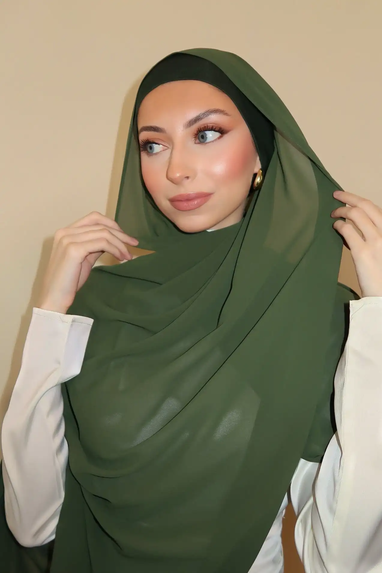 2 Piece Set Chiffon Hijab Matching Undercap Chiffon Scarf with Matching Underscarf Shawls Scarves Head Scarf Headwraps for Women