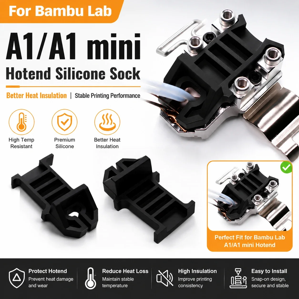 for Bambu Lab A1/A1 Mini Hotend Silicone Insulation Pad, Hot End Silicone Protective Cover for Bambulab A1/A1 Mini 3D Printer