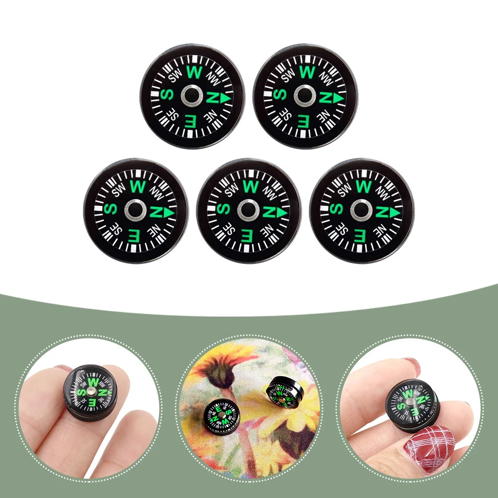 5 X Compass for Boating Mini Hiking Camping Accessories Backpack Survival Gear Acrylic Watch Band Navigation Child Black