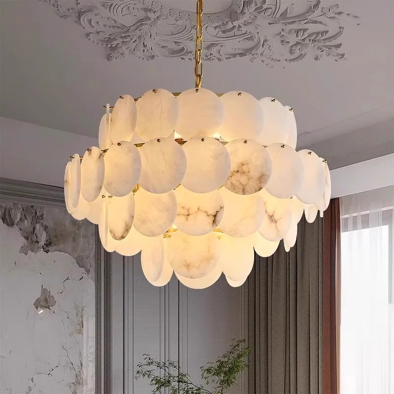 

modern luxury spanish Marble Chandelier Lights for Living Room dining room bedroom Foyer decor brass copper Hanging pendant Lamp