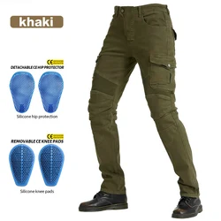 Pantalones vaqueros de motocicleta para hombre, equipo de protección para montar en moto, Touring, equipo de cadera y rodilla