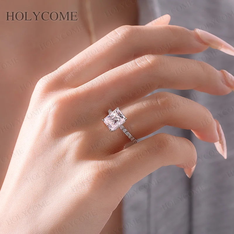 3CT Radiant Cut Moissanit-Verlobungsring GRA-Zertifiziert 925 Sterling Silber Halo-Diamant Eheringe für Damen Schmuck – Detail 8