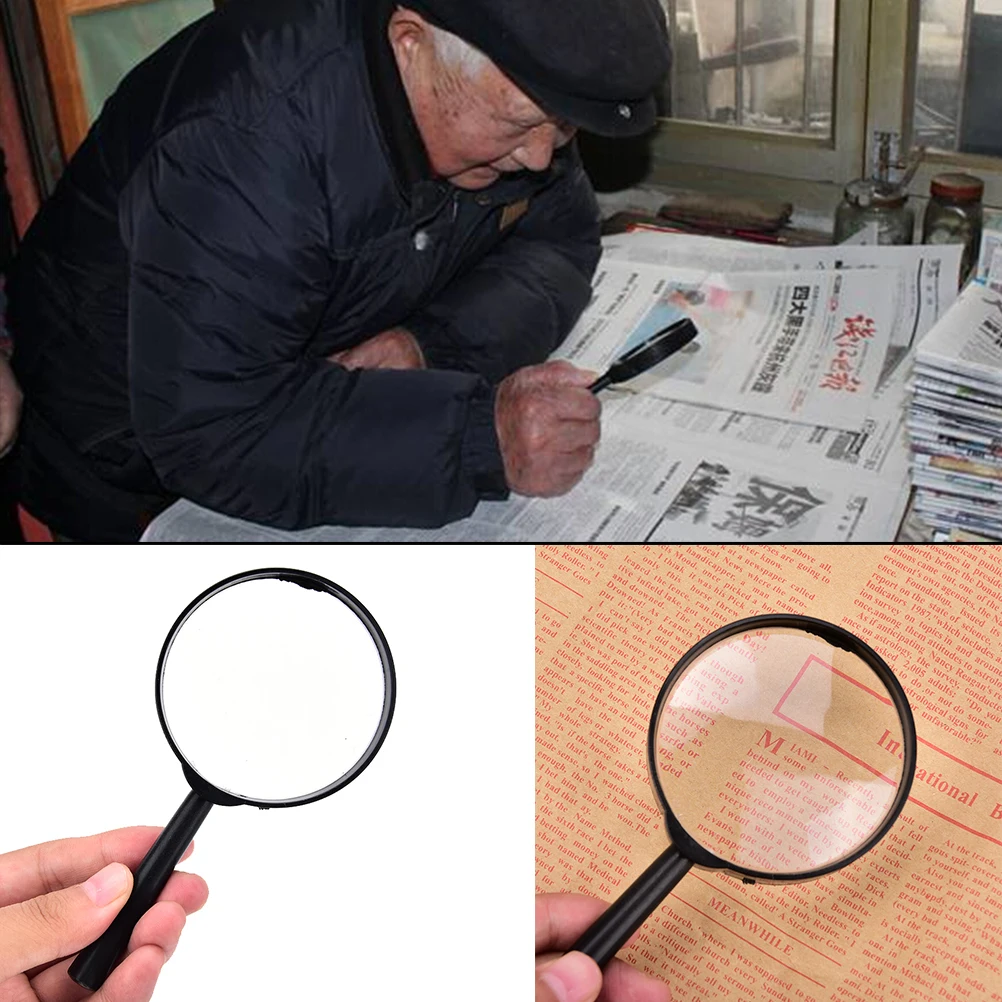 New-1Pcs Magnifier 60mm Handheld 5X Magnifying Glass Handheld Low Vision Reading