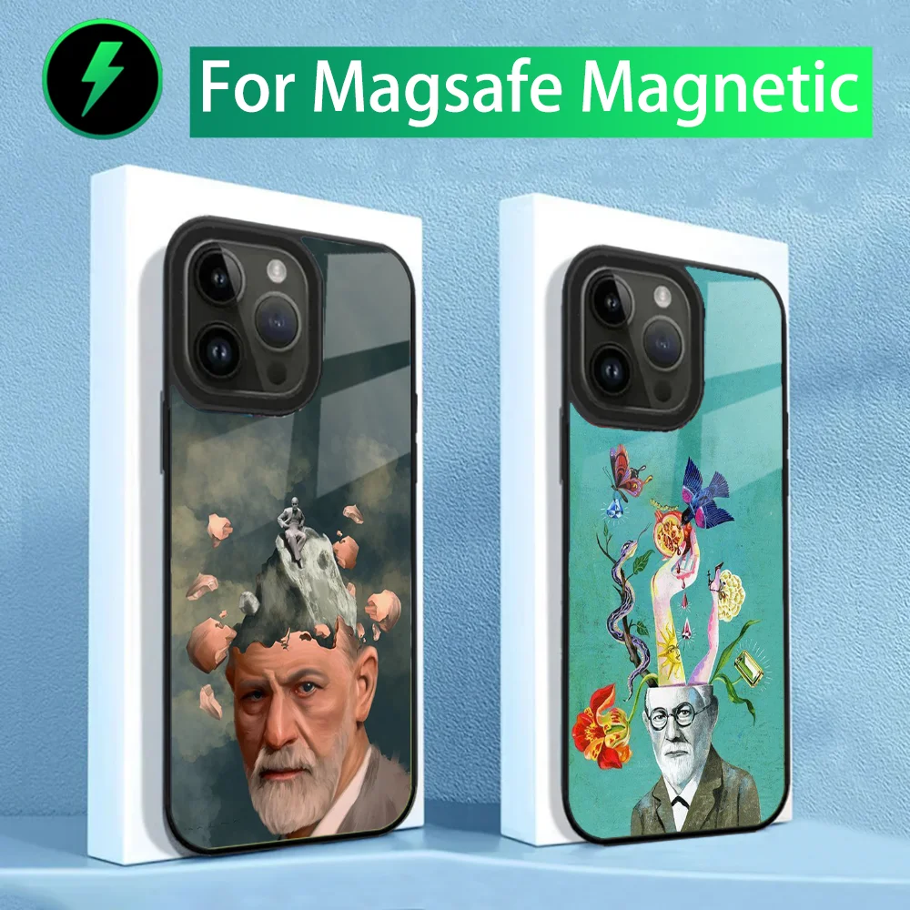 Sigmund psychoanalysis Freud Phone Case For iPhone 16,15,14,13,12,11,Plus,Pro,Max Mini Magsafe Magnetic Wireless Charging