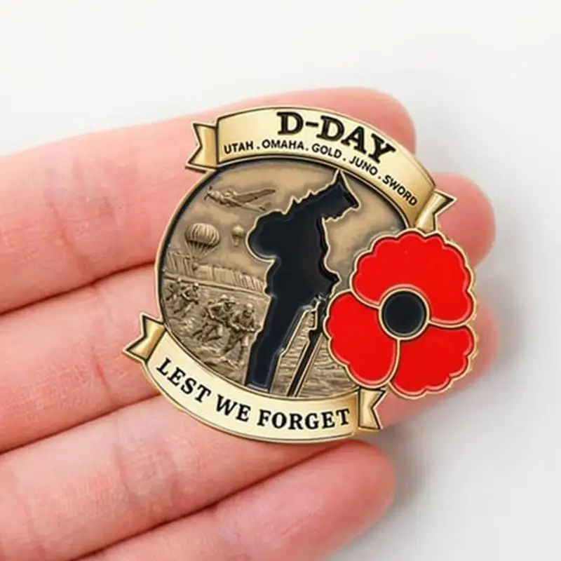 D DAY 80th Badge,80th D-Day Enamel Lapel Pin,Memorial Veterans Pin Accessories Decoration Anniversary Badge for Suit for Men