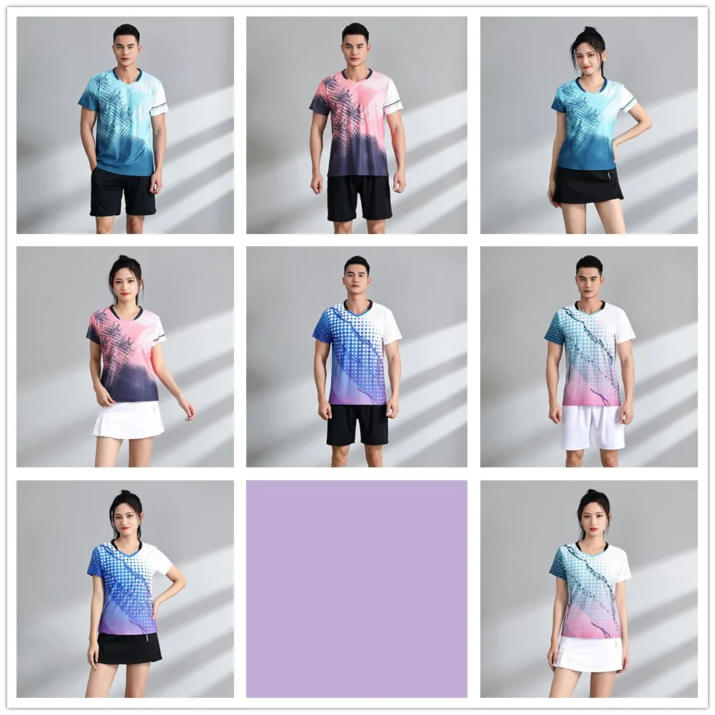 

Men Women Badminton Jerseys Shorts Breathable Quick Drying Sportswear Tennis Training Suits Shuttlecock Shirt Skirt Team Uniform