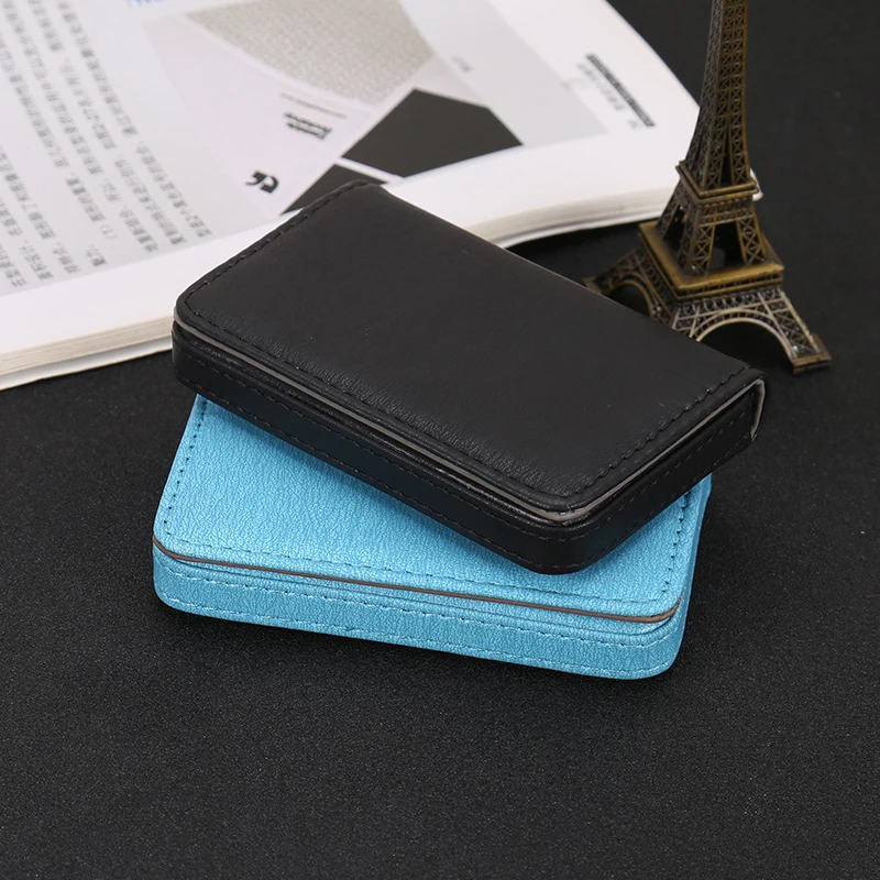 Boutique Fashion Business Card Case Solid Color PU Leather Name Card Holder Creative Hand Push Credit Card Box Spot Wholesale