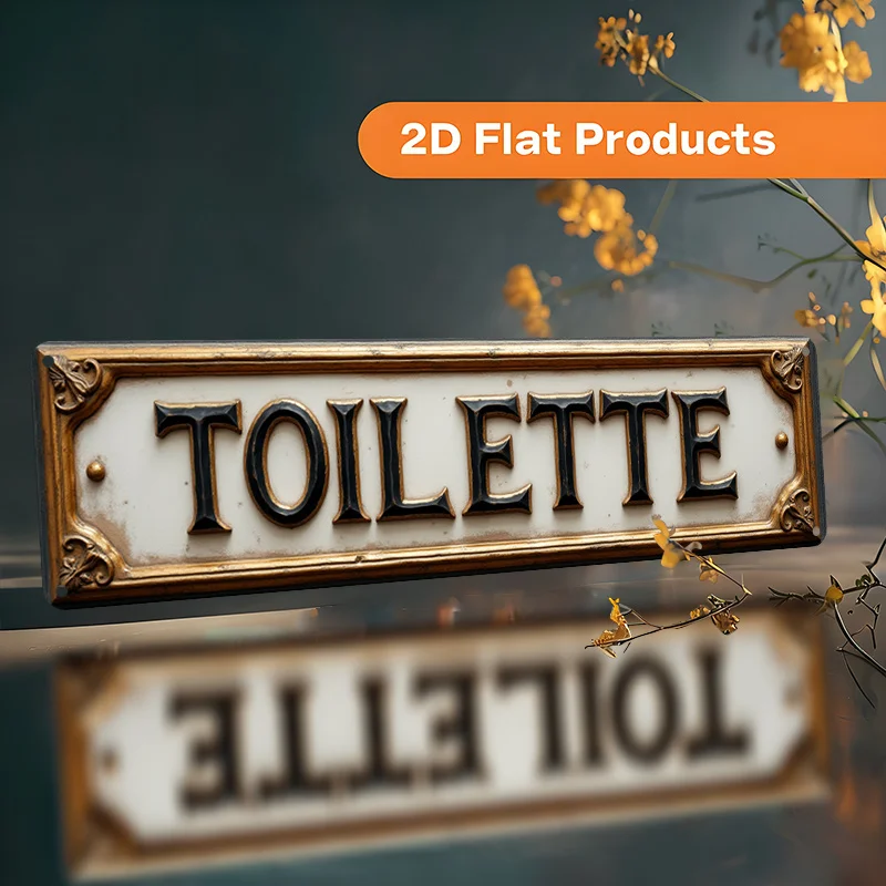 2D Vintage Aluminum Metal Wall Sign, Retro Toilette Decor for Home, Coffee Bar, Garage, Office, Easy Hanging Indoor Art