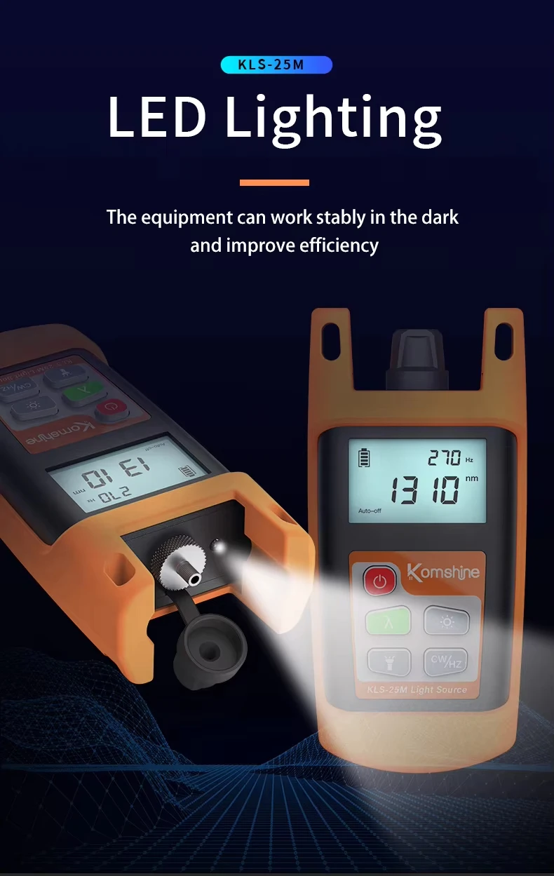 KLS-25M Optic Power Meter Fiber Optic Laser Source SM 850/1300nm SM 1310/1550nm Optical Light Source Tester LED Function