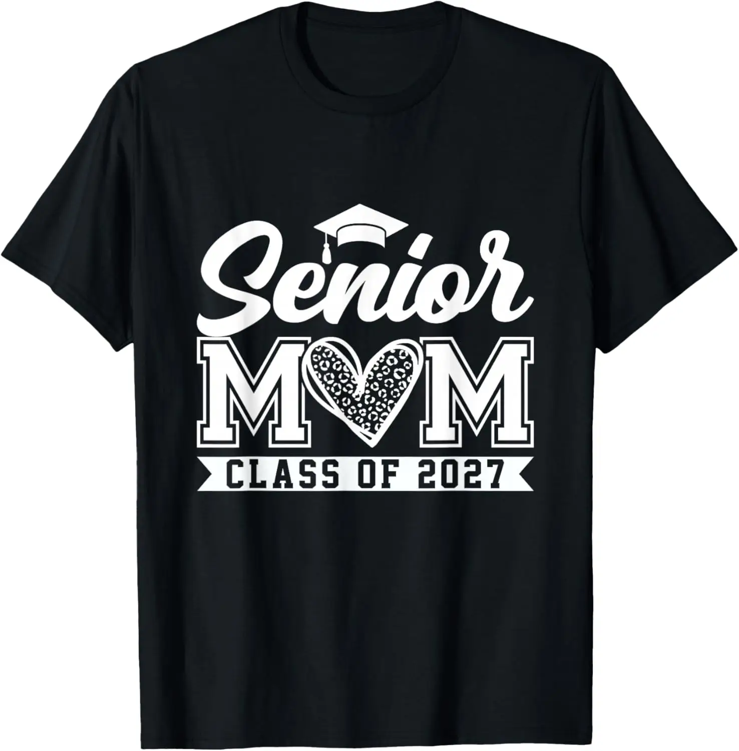 Senior Proud Mom A Class Of 2027 Graduate T-Shirt Summer short-sleeved breathable sweat-wicking versatile fashion T-shirt for back-to-school season, unisex, Y2K Fashionable Cartoon Anime