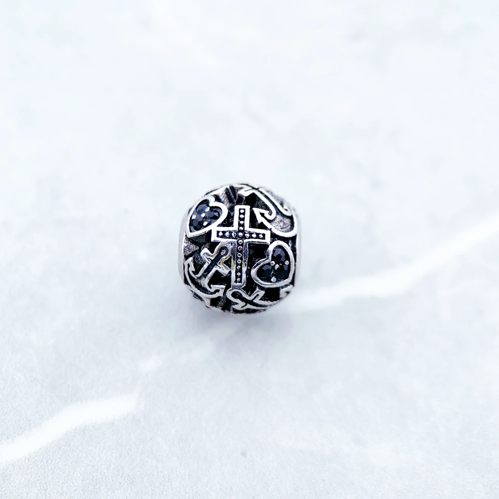 Beads Faith Love Hope,925 Sterling Silver Zirconia Charms Karma European Jewelry Accessories