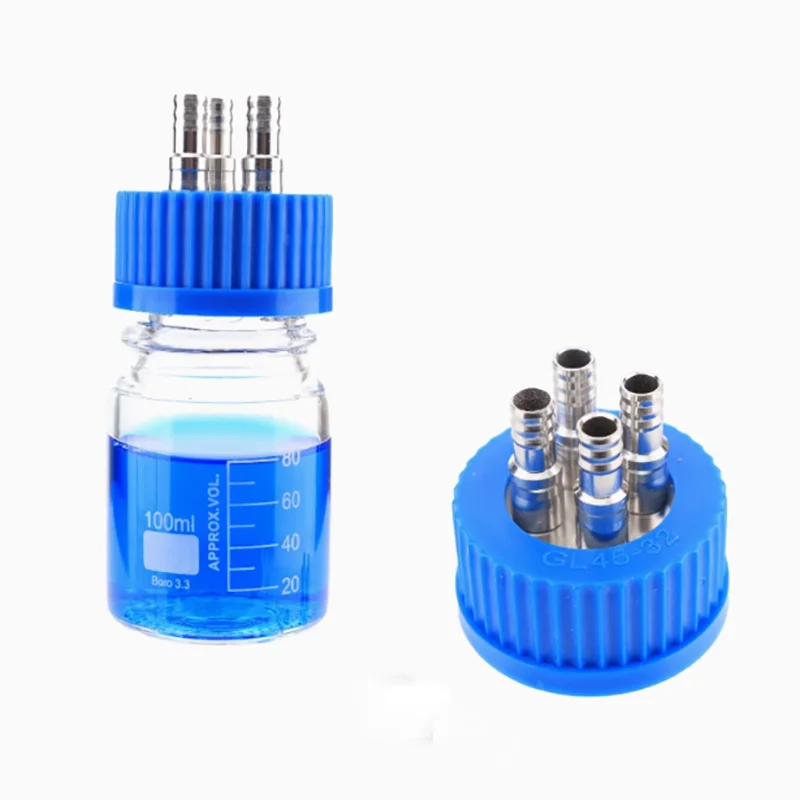 GL45 mobile phase bottle plastic stainless steel feeding bottle cap single two double way three way four way reagent bottle cap