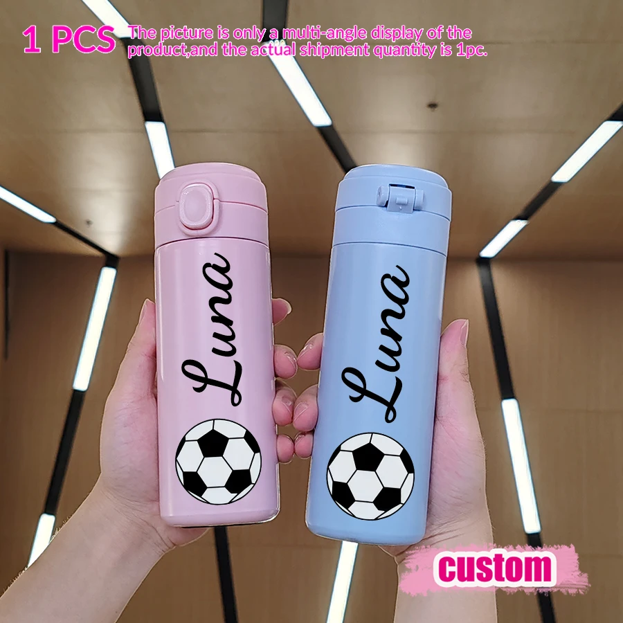 1pc Football Pattern Custom Photo Stainless Steel Vacuum Insulated Cup, 400ml, Perfect for All Holiday Gifting