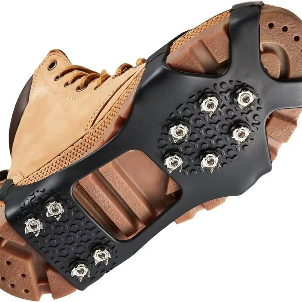 1Pair 10 Teeth Ice Grippers Non-slip Wear-resistant Ice Snow Shoes Spikes Gripper Snow Spikes for Snow Walking Climbing Shoes