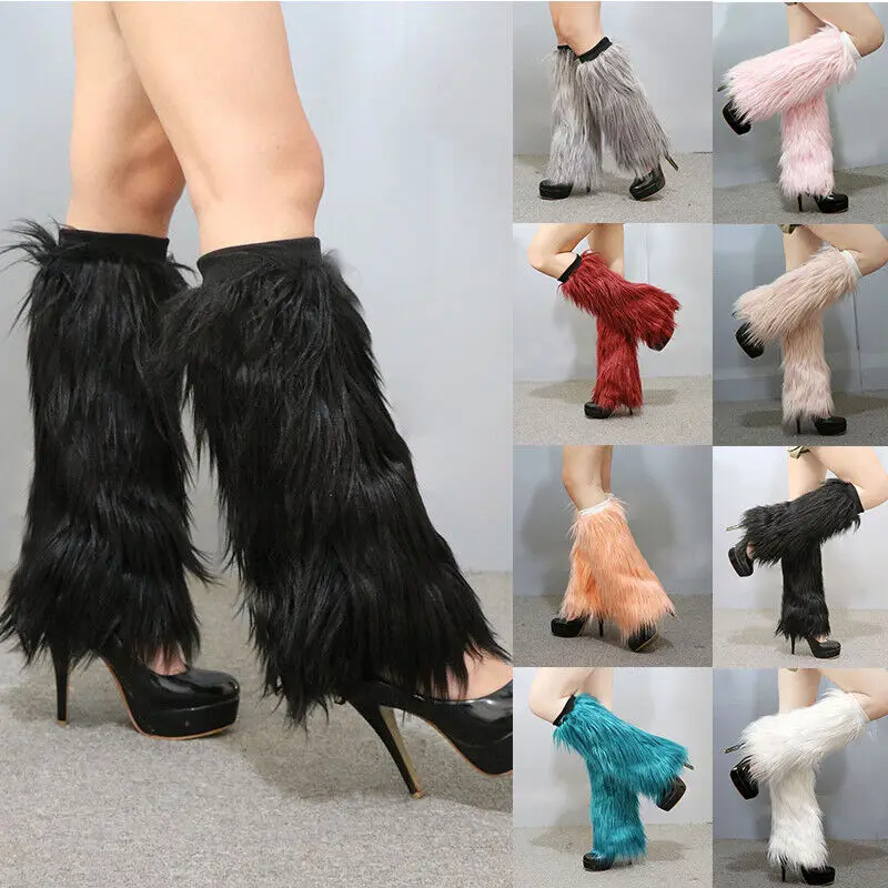 New 20/30cm Women Faux Fur Leg Warmers Women Fall Leggings Jk Boots Stocking Girls Lolita Punk Boot Cover Fur Foot Warming Cover