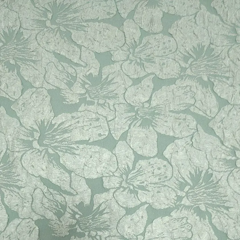 قماش كريب فقاعي من قماش الجاكار مع نسيج كبير لتخفيف الزهور للنساء بدون حمالات، مادة ملابس ذاتية الصنع الأكثر مبيعًا