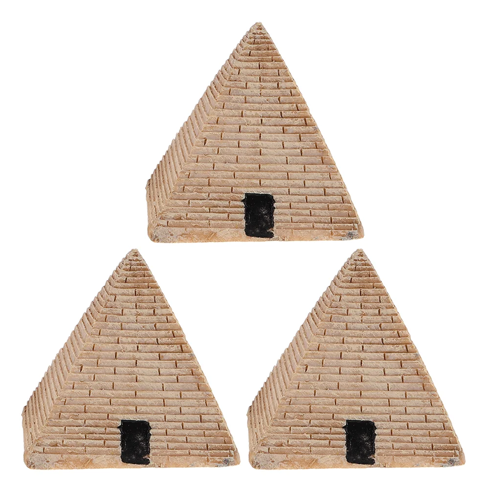 

3 Pcs Pyramid Sand Table Set Toy Toys Mini Ancient Egypt Sculpture Miniature Figurine Statue Resin