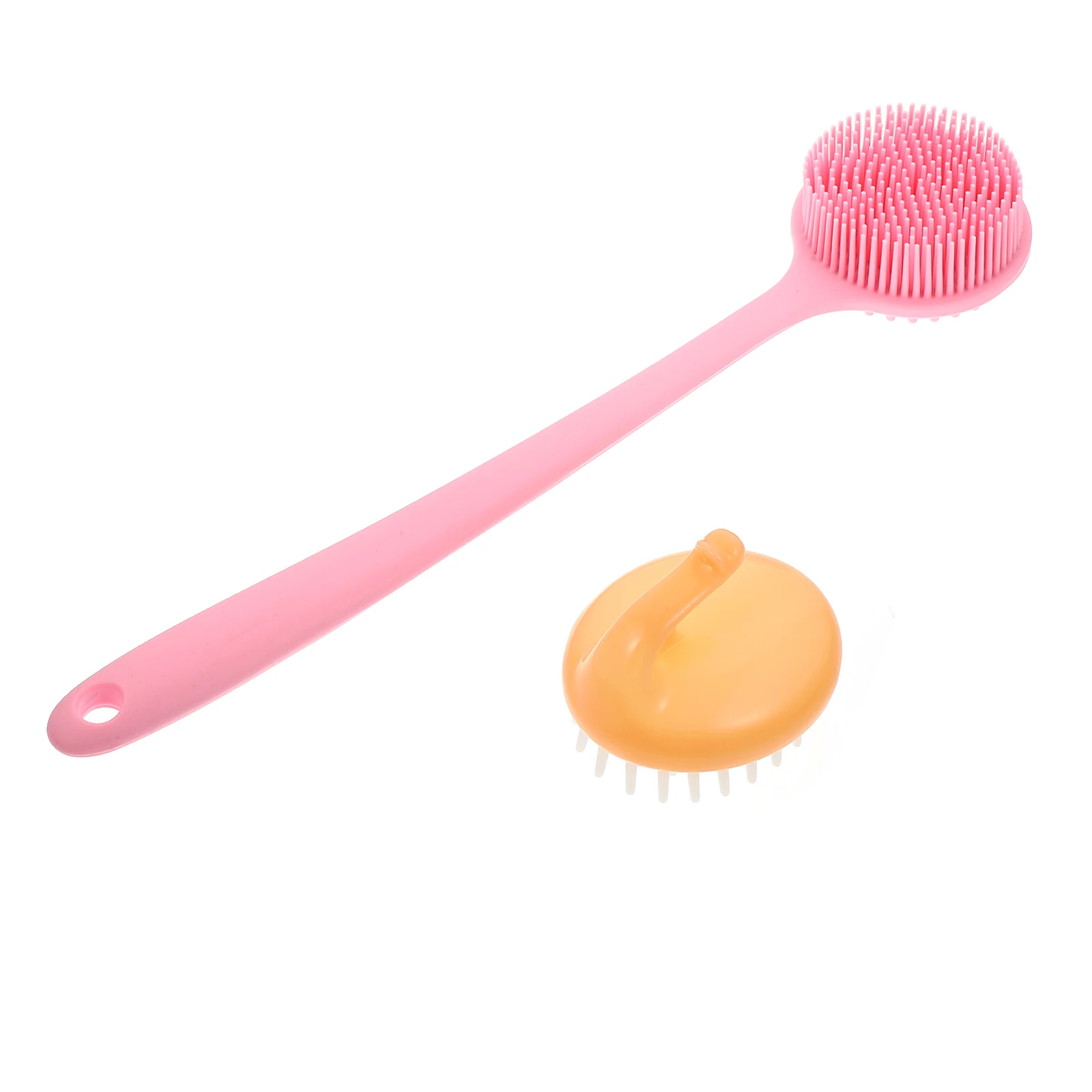 

1Set Silicone Back Massage Shower Brush Long Handle Cleaning Tool Ergonomic Bath Scrubber Hanging Hole for Easy Storage All Skin