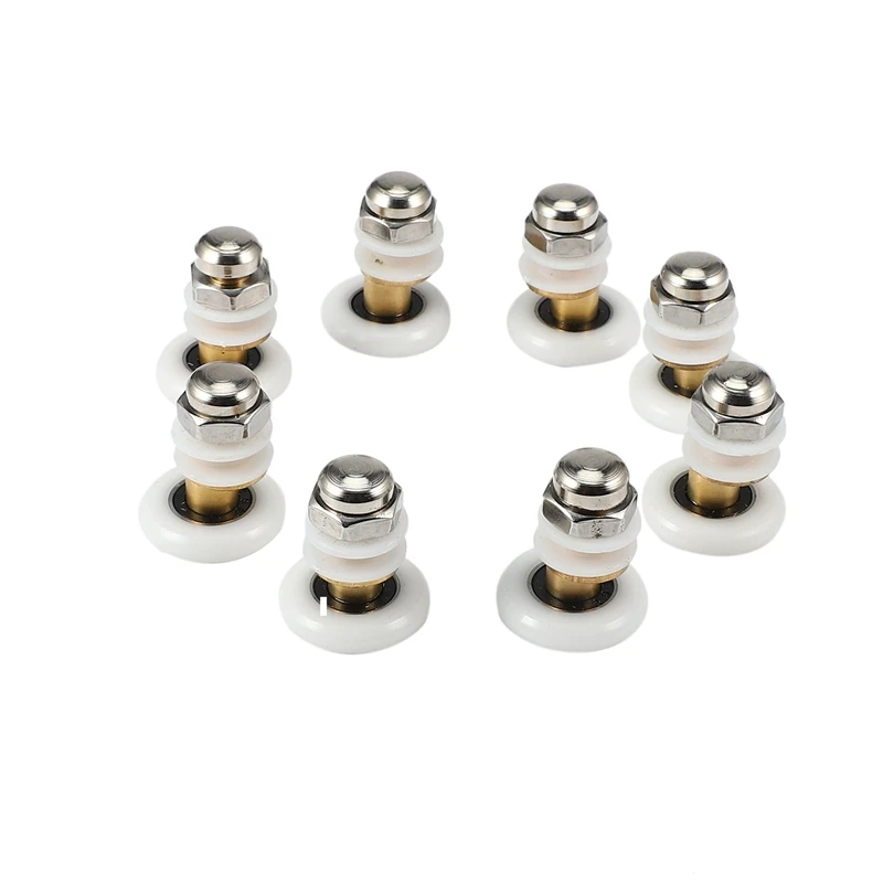 샤워 유리 슬라이딩 문짝 행잉 휠 롤러, 욕실 슬라이딩 캐비닛 편심 풀리, 직경 25mm, 8 개
