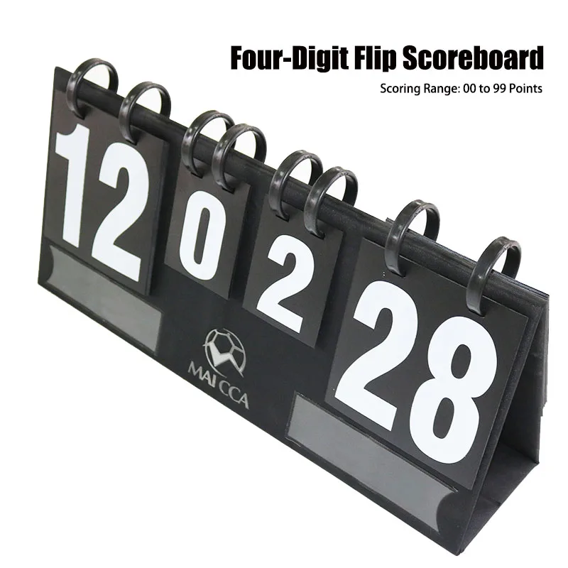 

Manual Rotating Flip Scoreboard 4 Digits Tabletop Score Tracker for Basketball Football Ping Pong Badminton Indoor Games