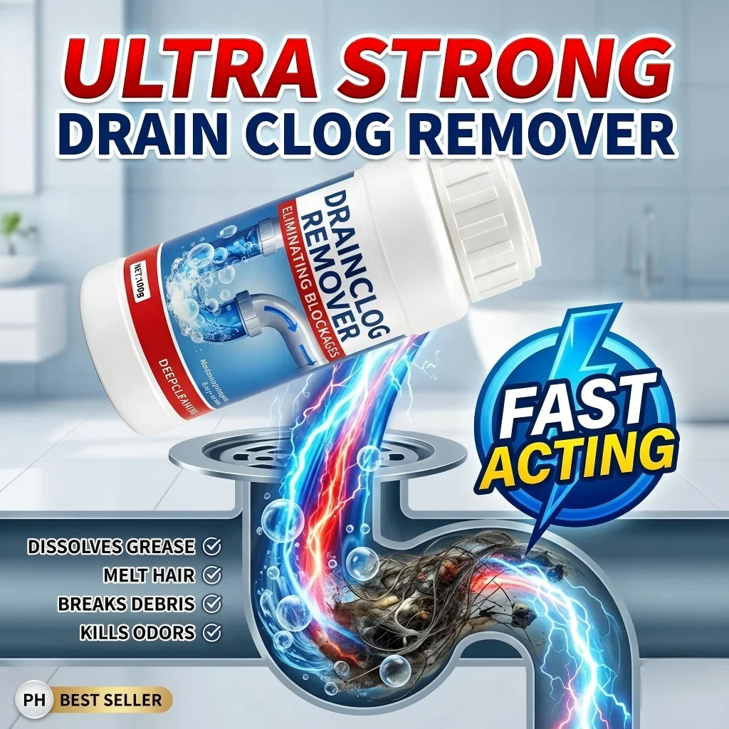 Strong Drain Clog Remover for Kitchen Sink Pipe | Fast Hair & Grease Dissolver | Safe Deep Cleaning Powder for Toilet 100g