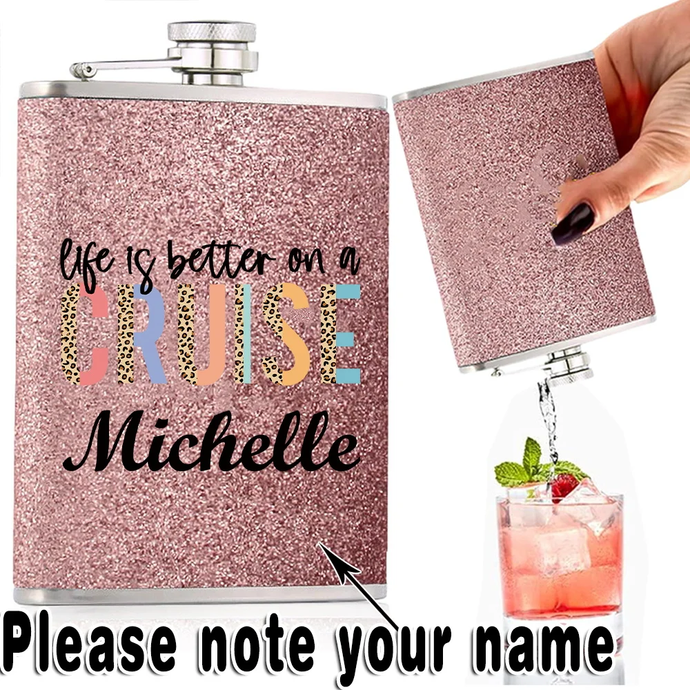 

Customized Name 8oz Hip Flask Stainless Steel Metal Wine Pot Personalized Liquor Bottle Pocket Whiskey Flagon Alcohol Container