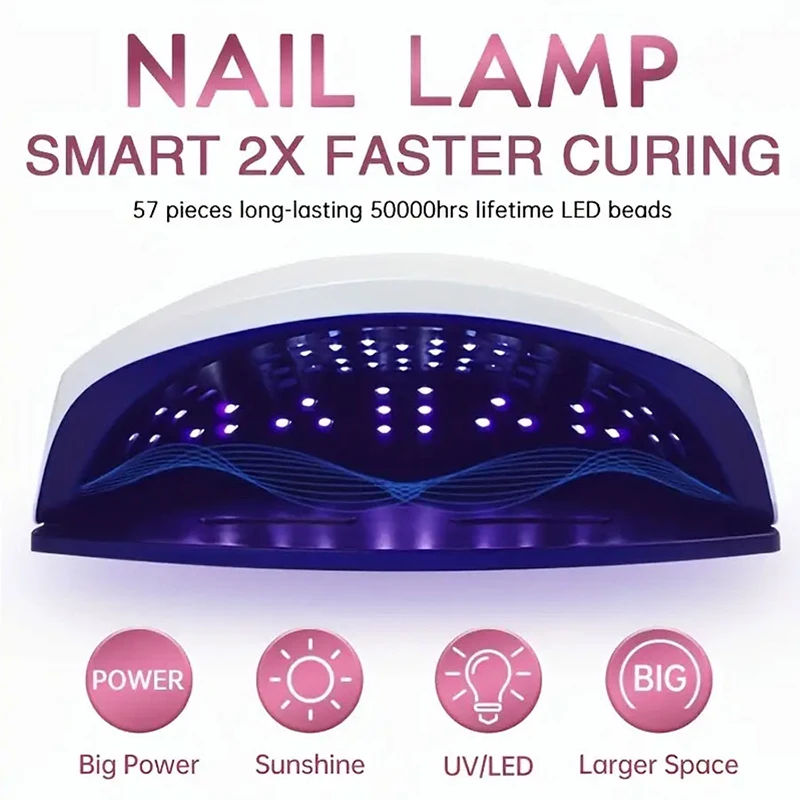 150 W krachtige dubbele UV/LED-nagellamp met slimme sensor - sneldrogend, huidveilig voor manicure en nagelkunst
