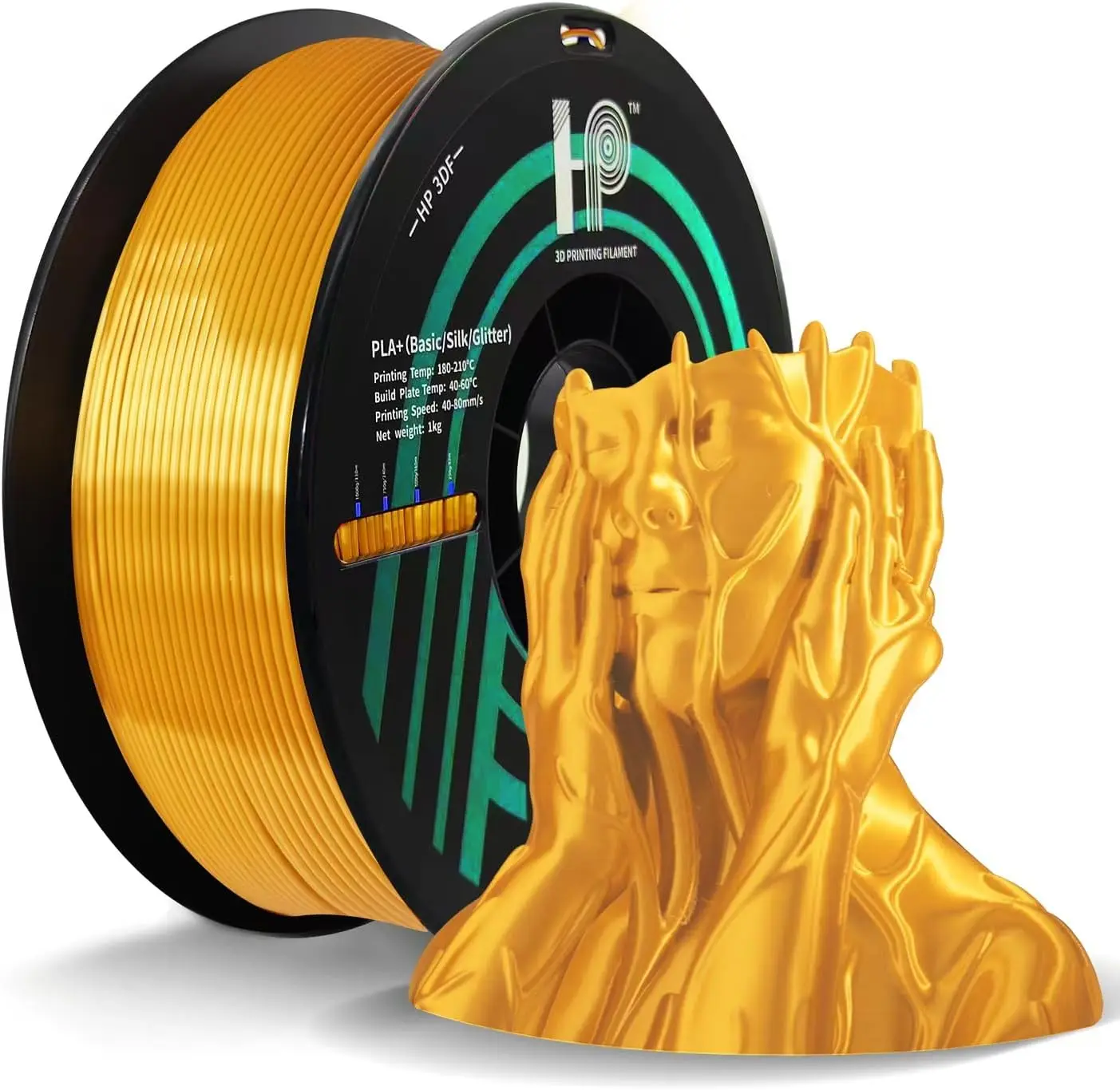

3D Printer Filament, PLA Filament, Silk,HP3DF 1.75mm Dimensional Accuracy +/- 0.02mm, 1KG Spool (2.2 lbs), Fit Most FDM Printer