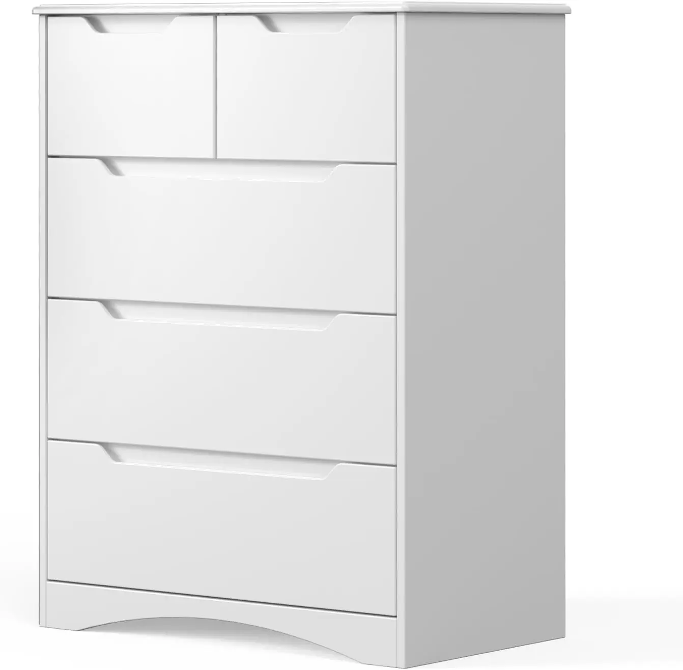 5 Drawers Chest,White Dresser for Bedroom with Large Storage Capacity,Chest of Drawers with Embedded Handle,Anti-Tripping Device