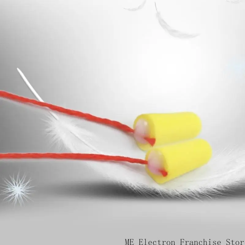T5EA 5 أزواج من سدادات الأذن الرغوية حماية الأذن إلغاء سدادات الأذن الناعمة مع الحبل لدراسة العمل بناء النوم