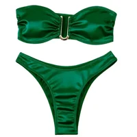 New Summer Solid Push Up Woman Swimsuit Beach Sexy Bikini Set Solid Swimming Suit for Women Swimwear Bandeau Bathing Suit