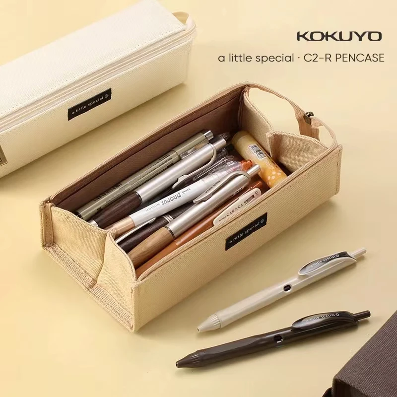 Imagem -03 - Kokuyo-lápis de Grande Capacidade com Zíper para Estudantes Bolsa de Papelaria Simples Ins Japão Wsg-pcs22 1pc